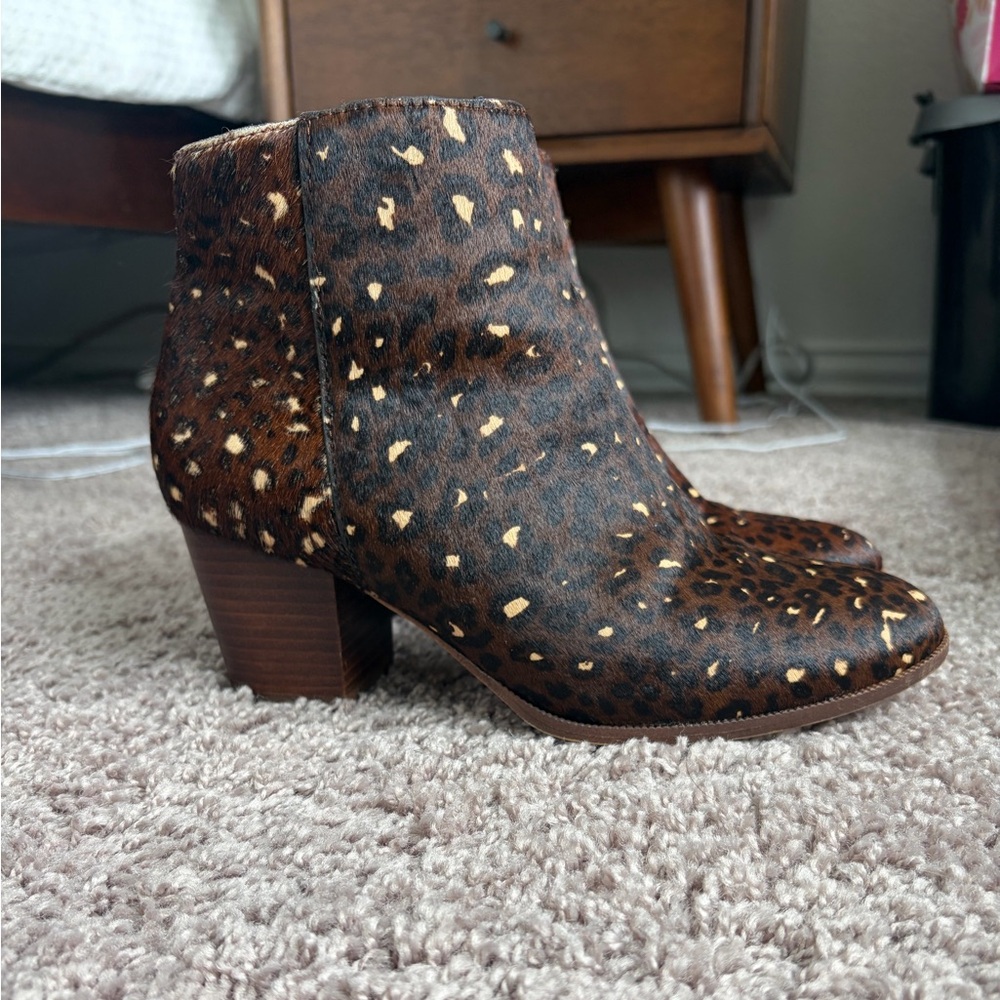 Hatley Leopard-Print Ankle Booties in Brown and Cream